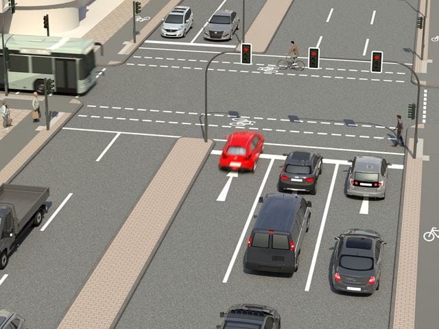 Red-light runner red light enforcement at intersection